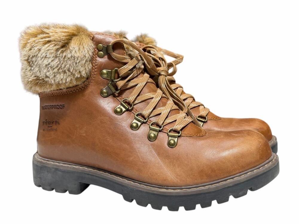 Storm by Cougar Harlow Waterproof Faux Fur Leather Winter Hiking Boots Brown 7